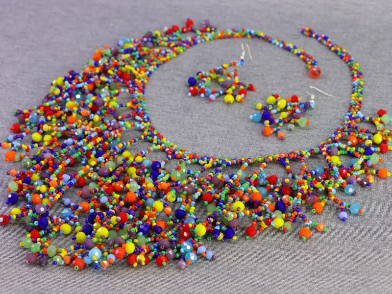 Set Collar Flecos De Chaquira Collar De Cuentas De Cristal