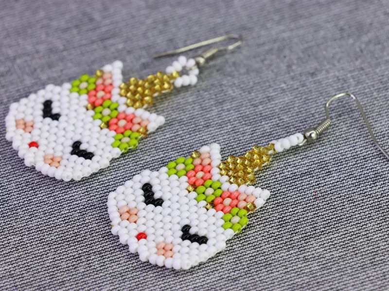 Aretes De Chaquira Gatito Aretes De Cuentas Huichol