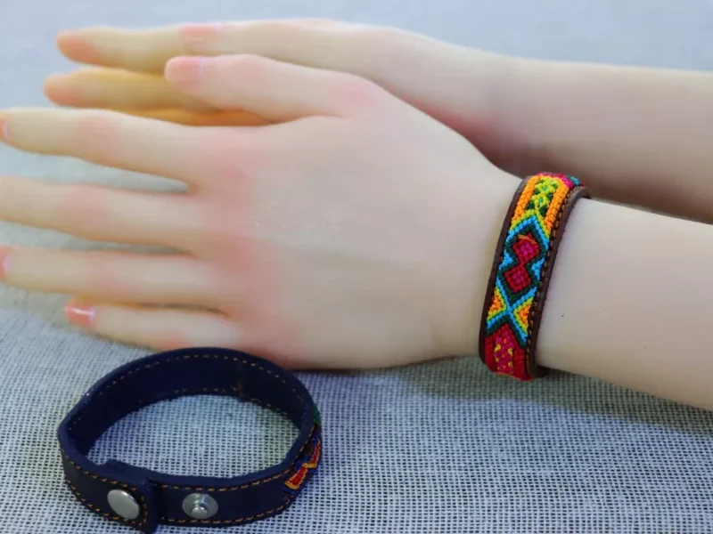 Pack 12 Pulseras De Piel Bordados Artesanal Pulseras Unisex