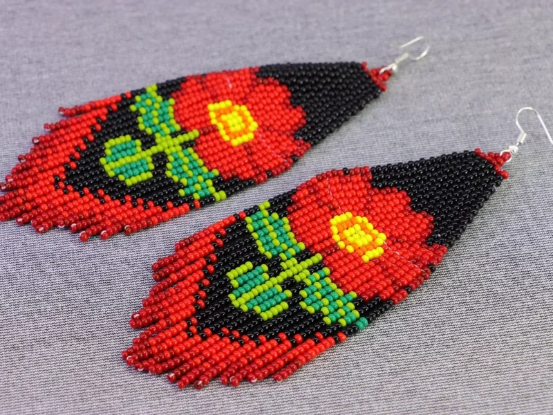 Aretes De Flor Flecos Chaquira Aretes De Cuentas Huichol
