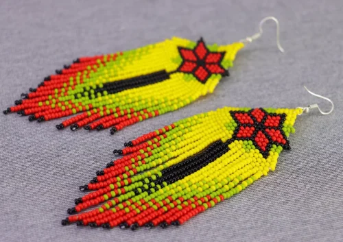 Aretes Flecos De Moda Pendientes De Cuentas Huichol - Image 2