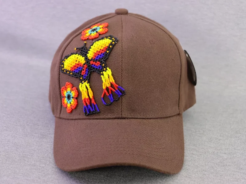 Gorra De Flor Mariposa Chaquira Gorra Mujer De Moda Artesanal