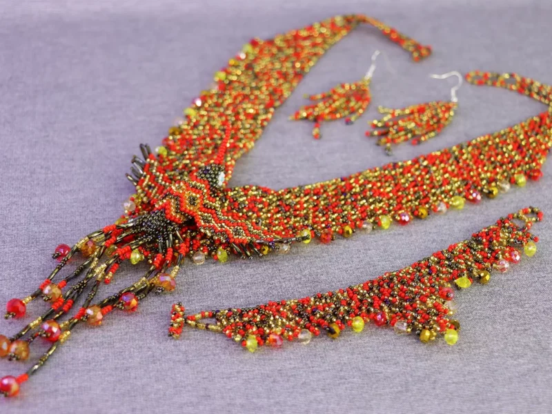 Set Collar V Colibri Chaquira Collar De Cuentas Huichol