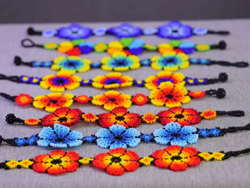 Pulseras De Chaquira Floral Pulseras De Cuentas Huichol