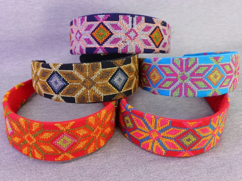 Diadema Ancha Con Bordado Artesanal Para Dama