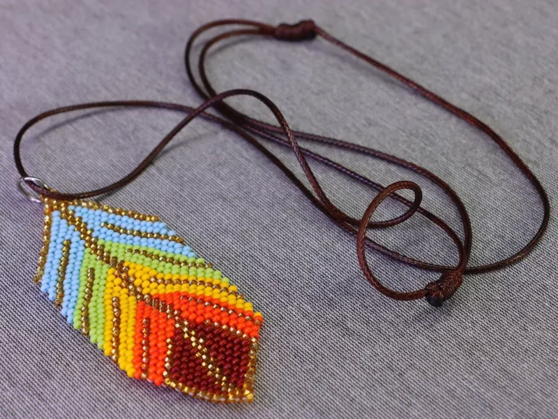 Collar Dije De Hoja Chaquira Collar De Cuentas Huichol
