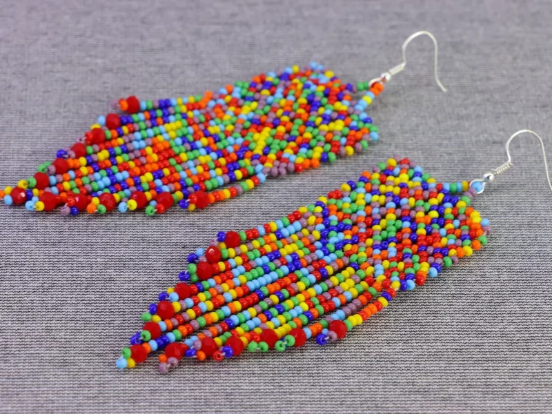 Aretes Flecos De Chaquira Artesanal Aretes De Cuentas Huichol