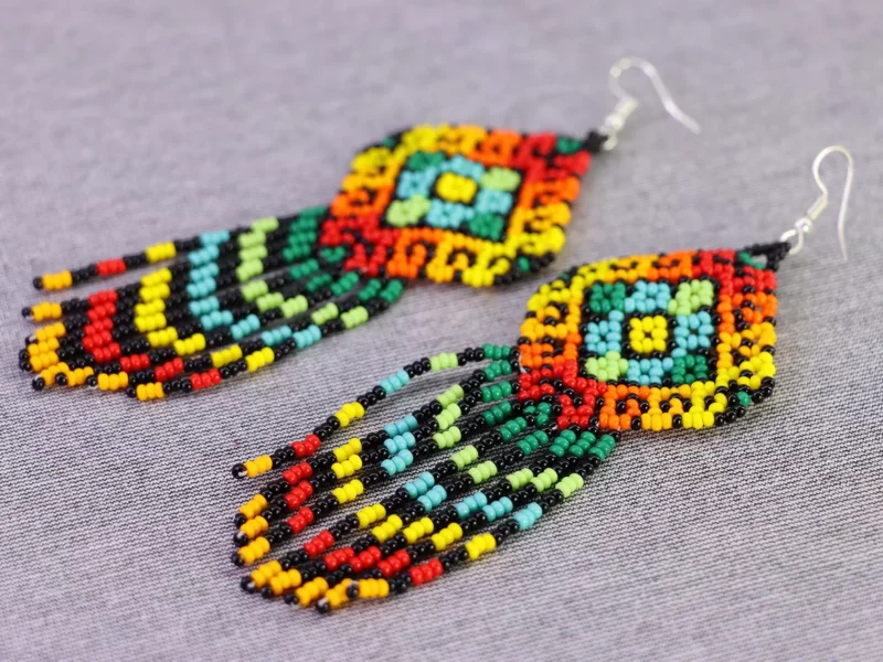 Aretes De Chaquira Colgante De Moda Arte Huichol