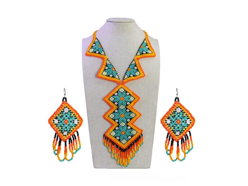 Set Collar Zigzag De Chaquira Collar Largo Arte Huichol