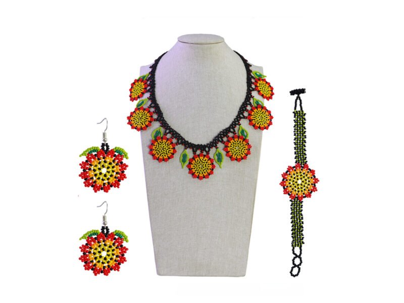 Set Collar Gargantilla Floral Chaquira Collar De Moda