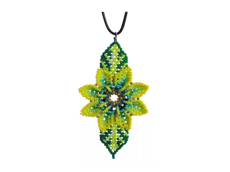 Collar Dije De Flor Chaquira Collar De Cuentas Huichol