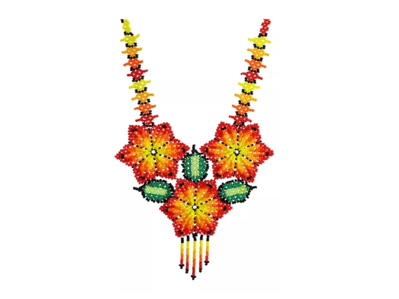 Collar De 3 Flores Chaquira Collar Floral Arte Huichol