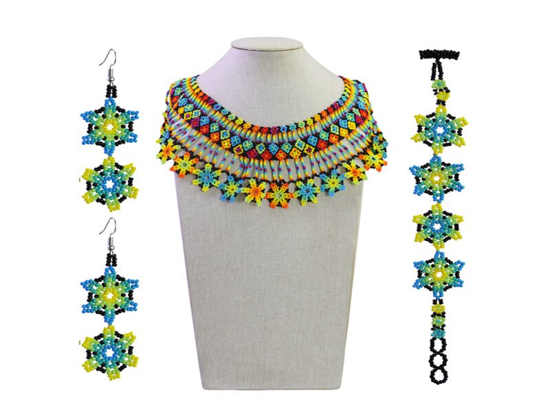 Set Collar De Florecitas Chaquira Collar De Cuentas Huichol