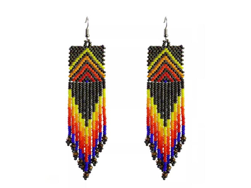 Aretes Flecos Cristal Aretes De Cuentas Huichol Artesanal