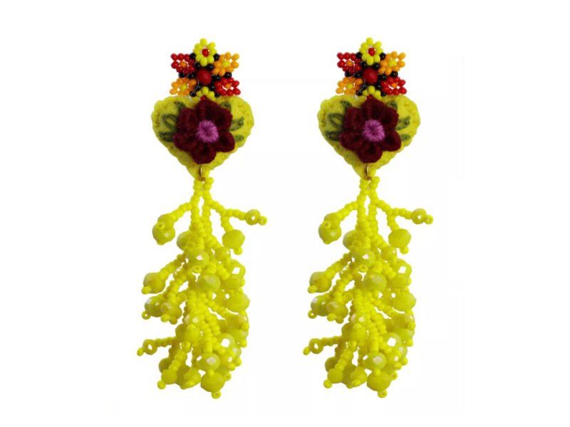 Aretes De Corazon Bordadas Artesanal Aretes De Cristal