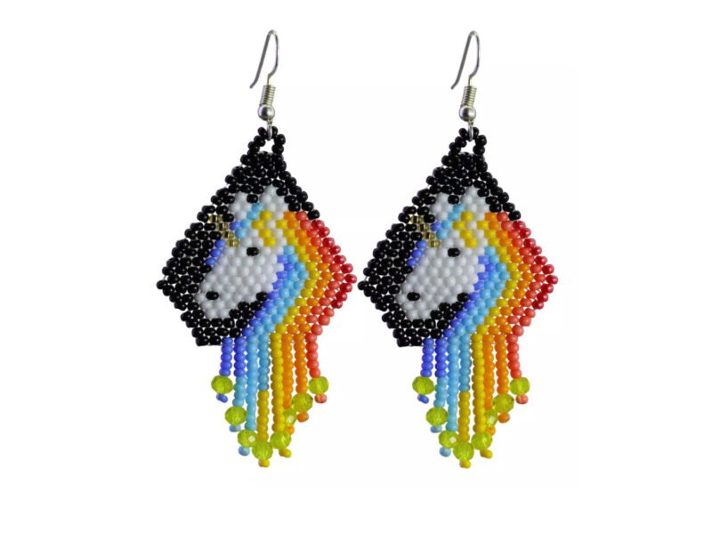 Aretes De Unicornio Chaquira Aretes De Cuentas Huichol