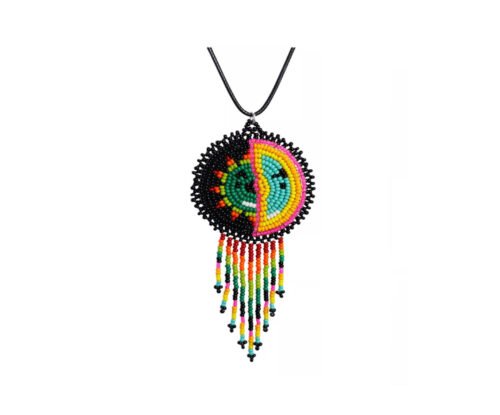 Collar Dije De Sol Y Luna Chaquira Collar De Cuentas Huichol