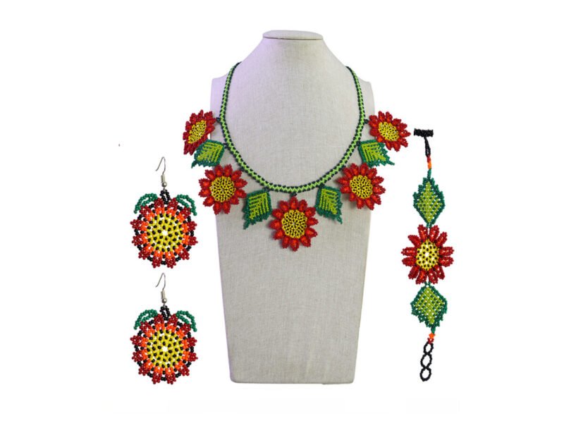 Set Collar Floral Chaquira De Moda Collar De Cuentas Huichol