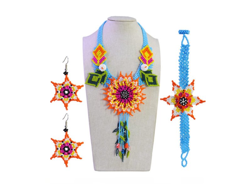 Set Collar De Cuentas Huichol Collar De Flor Girasol