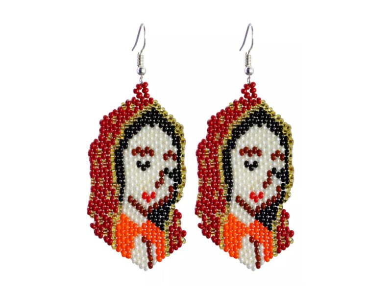 Aretes De Virgen De Guadalupe Aretes De Cuentas Huichol