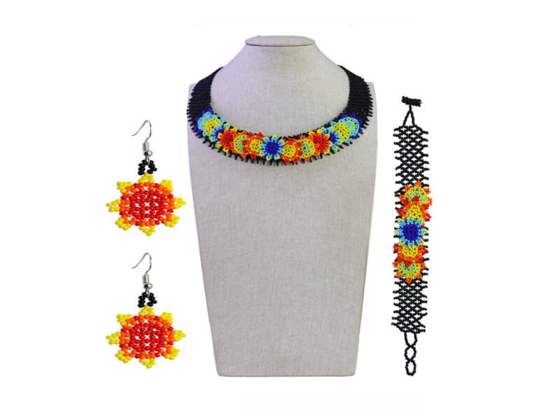 Set Collar Gargantilla De Florecitas Chaquira Collar De Moda
