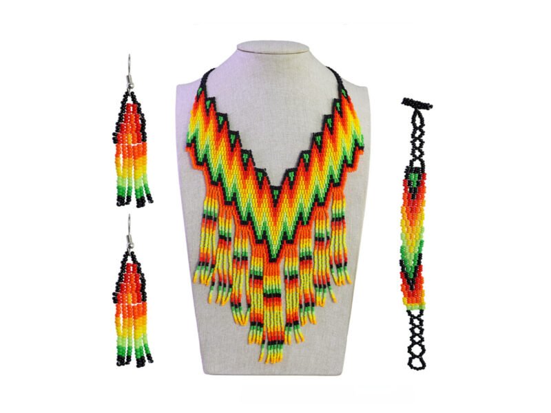 Set Collar Flecos De Chaquira Collar De Cuentas Huichol
