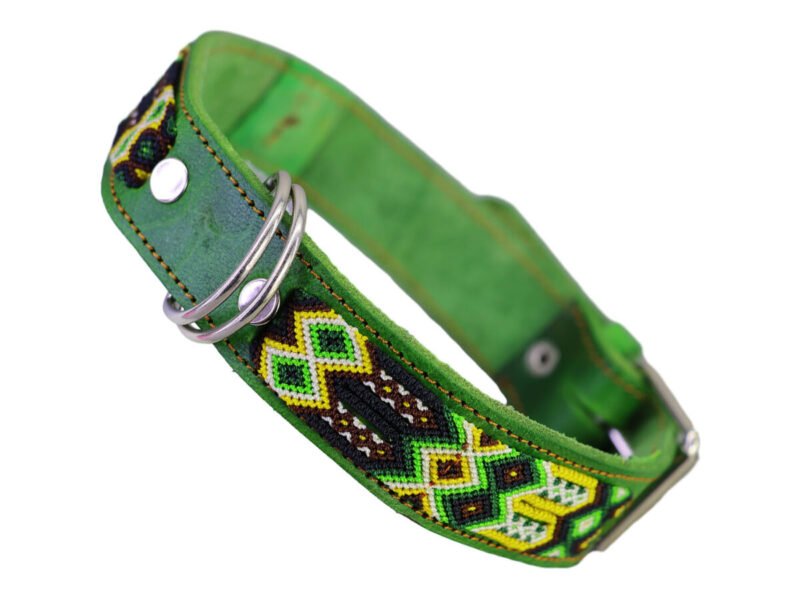 Collar De Piel Semi Bordado 60 CM Para Perro XG