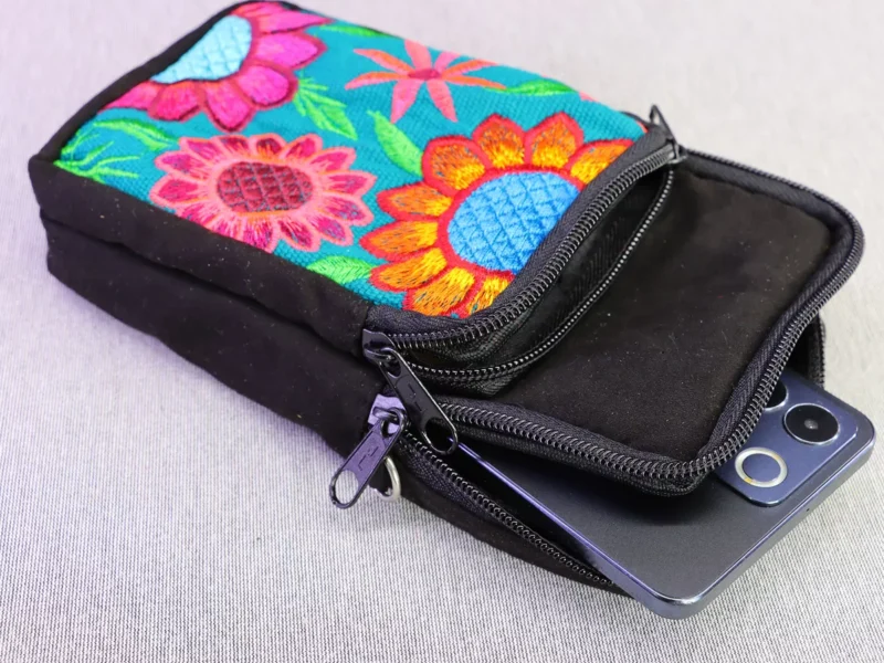 Mini Bolsa Porta Celular Para Dama Bolsa Bordado Floral