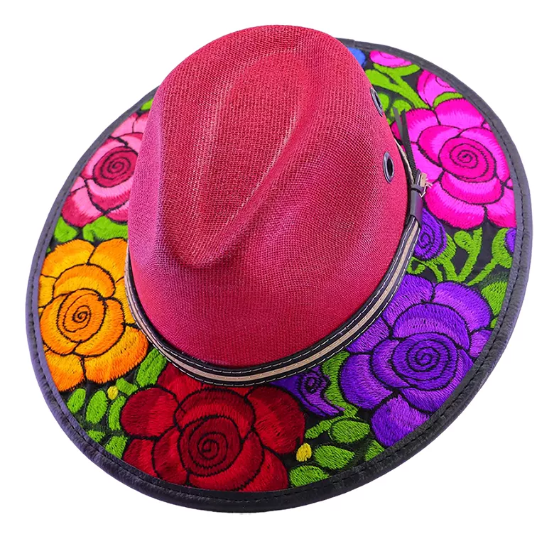 Sombrero De Yute Bordado Floral Sombrero Mujer De Moda - Image 3