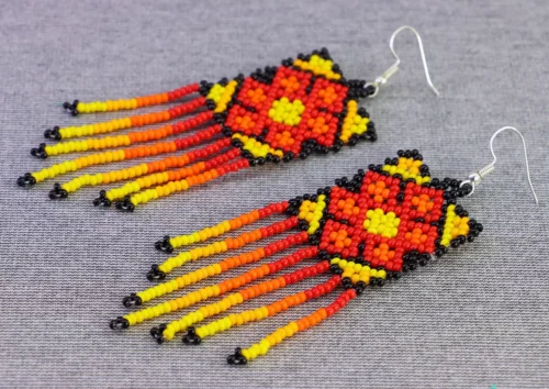 Aretes De Cuentas Huichol Aretes Colgante De Moda - Image 2