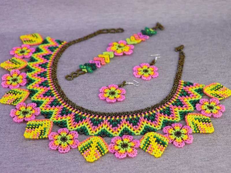 Set Collar Floral De Chaquira Gargantilla De Moda Artesanal