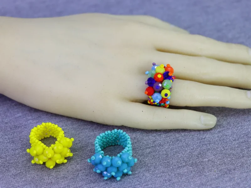 Anillos De Flor Cristal Chaquira Anillos De Moda