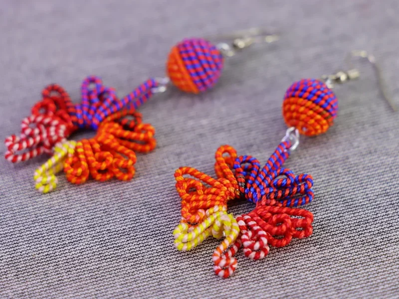 Aretes Bordados A Mano De Moda Para Mujer