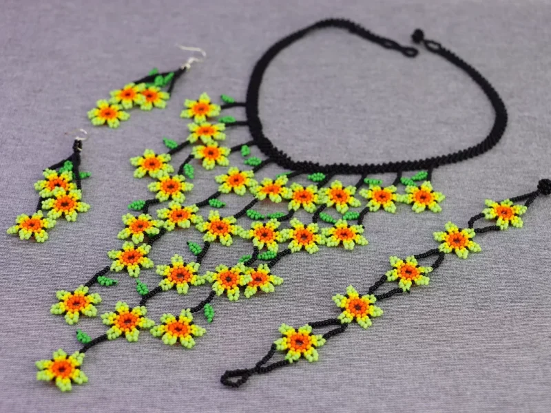Set Collar Cascada Floral De Chaquira Collar De Moda Regalo