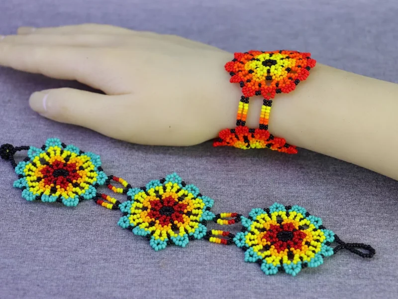 Pulseras De Chaquira Floral Pulseras De Cuentas Huichol