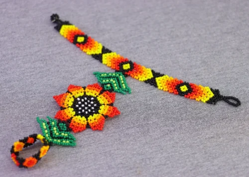 Pulsera Con Anillo De Flor Chaquira Pulsera De Moda Regalo - Image 2
