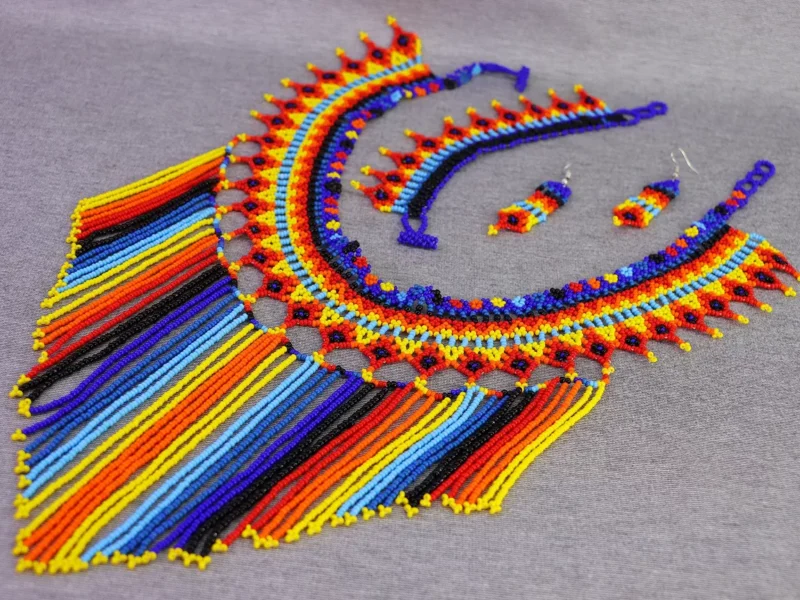 Set Collar Flecos De Moda Chaquira Collar De Cuentas Huichol
