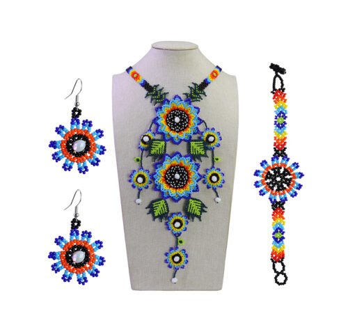 Set Collar Floral De Moda Collar Largo De Chaquira Girasol