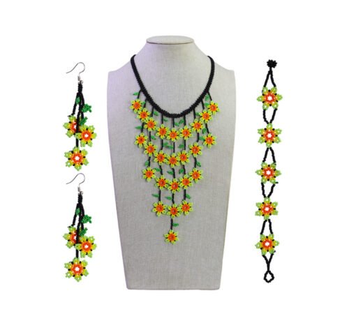 Set Collar Cascada Floral De Chaquira Collar De Moda Regalo