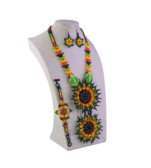 Set Collar De Girasoles Chaquira Collar De Cuentas Huichol - Image 2