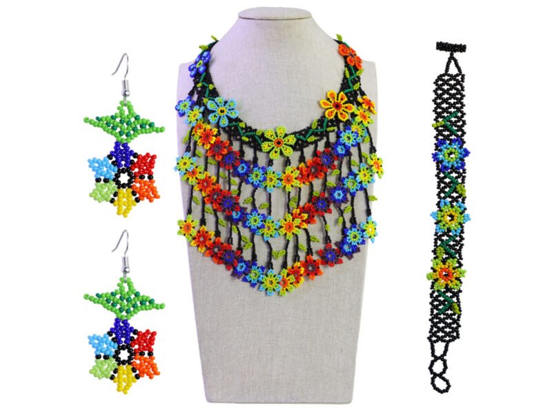 Set Collar Cascada Floral Chaquira Gargantilla De Moda