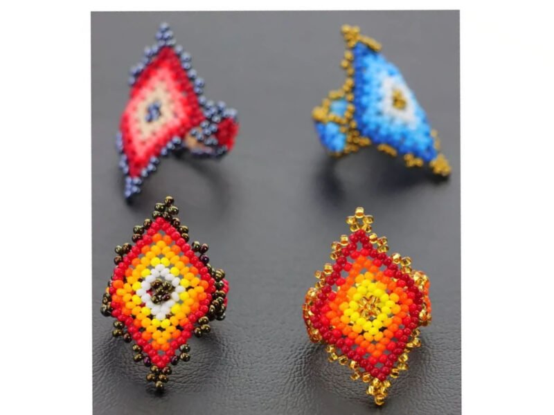 Anillos De Rombo Chaquira Anillos De Cuentas Huichol