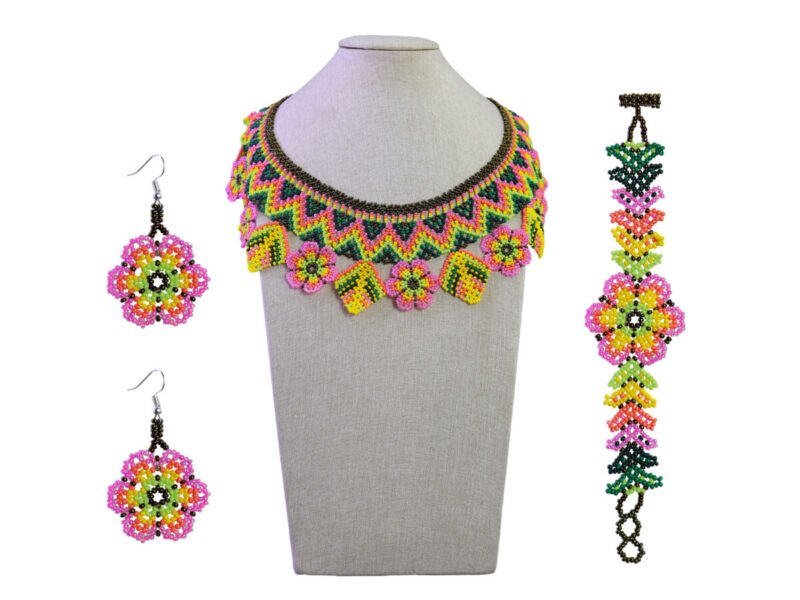 Set Collar Floral De Chaquira Gargantilla De Moda Artesanal