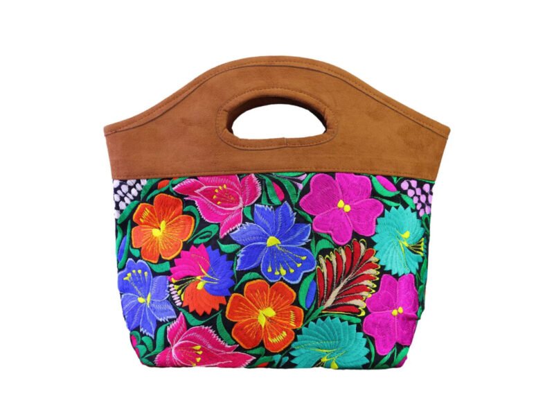 Bolsa De Mano Para Dama Bordado Floral Bolsa De Gamuza
