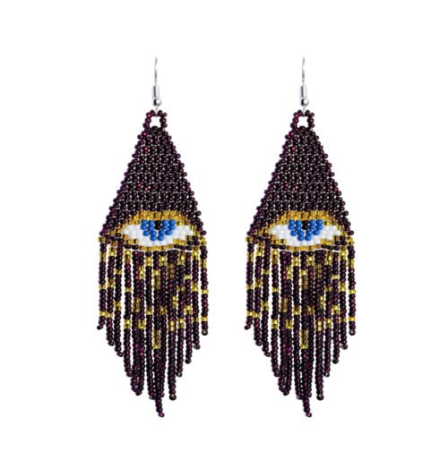 Aretes Flecos Ojo Turco Chaquira Aretes De Cuentas Huichol