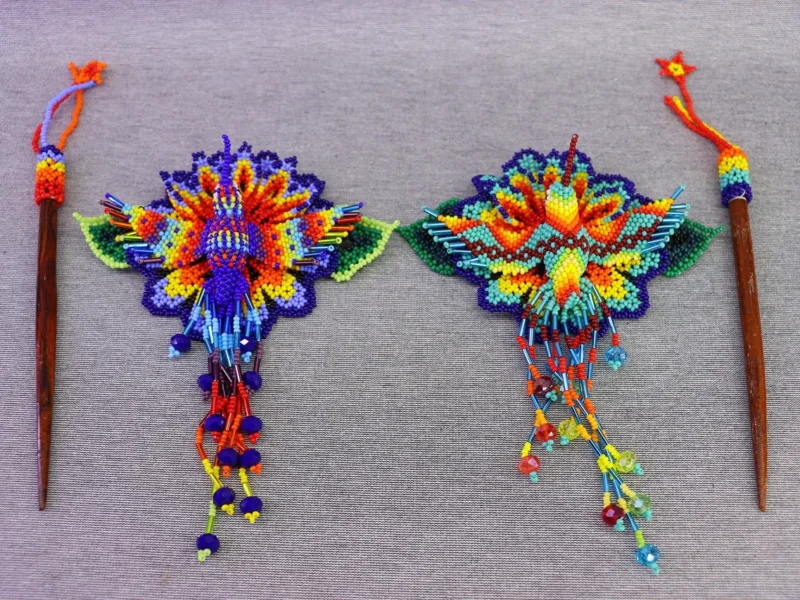 Broches De Flor Colibri Chaquira Pasador Para Cabello De Moda