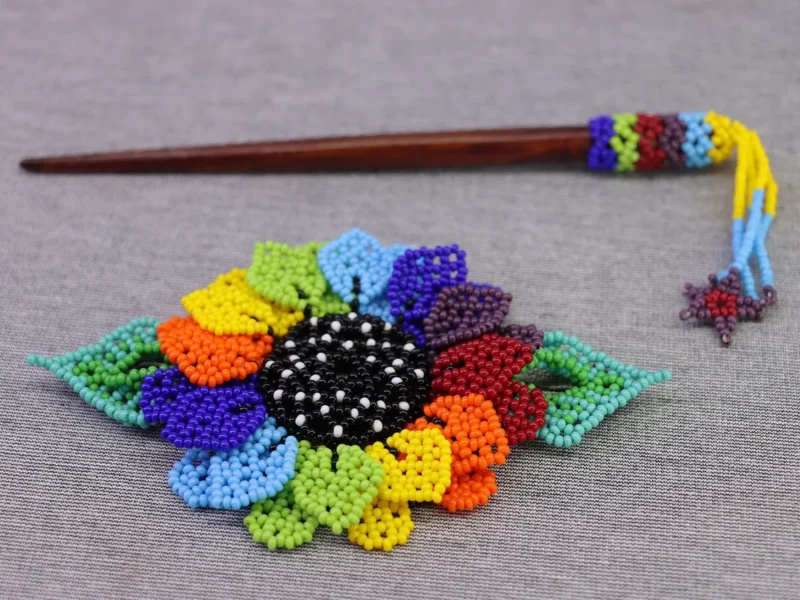 Broches De Girasol Chaquira Pasador Para Cabello De Moda