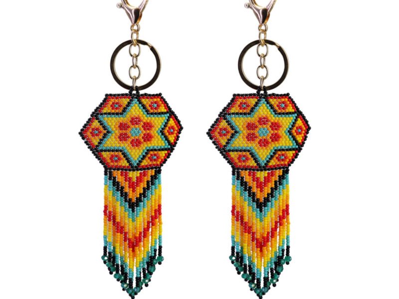 Llaveros De Estrella Huichol De Moda Hecho A Mano