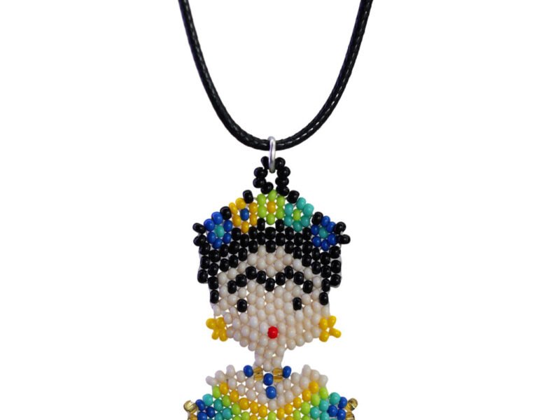 Collar De Chaquira Frida Kahlo Ajustable Dije Artesanal