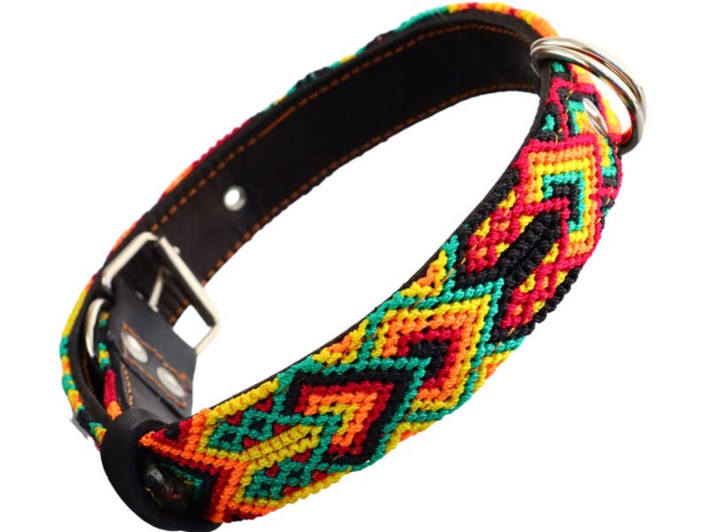 Collar De Piel Bordado T-F 40 CM Para Perro M